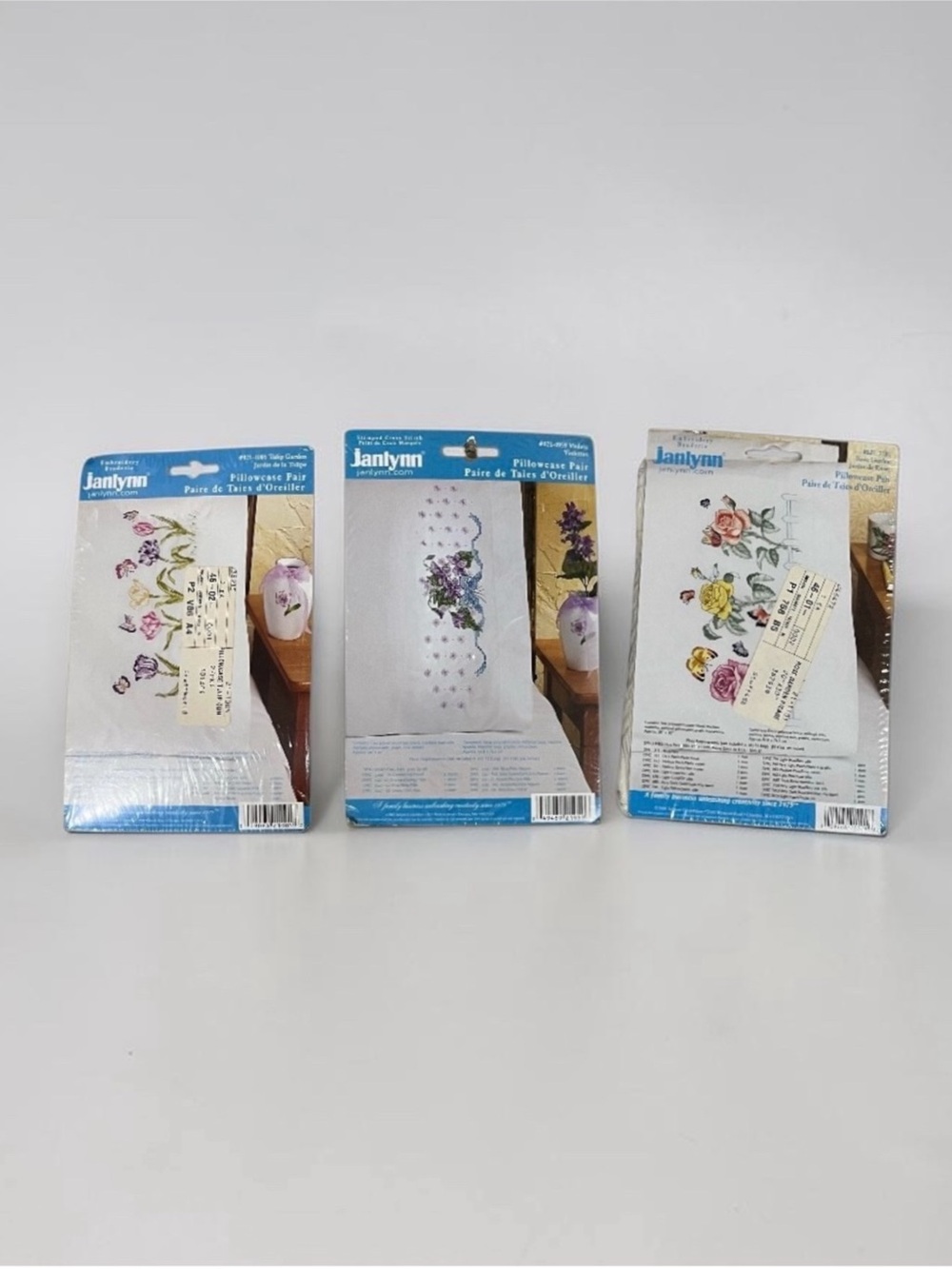 Janlynn Floral Stamped Embroidery Pillowcase Kits